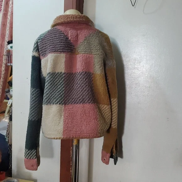 Thread & Supply Multicolor Check Plaid Teddy Jacket Size S - Picture 7 of 11